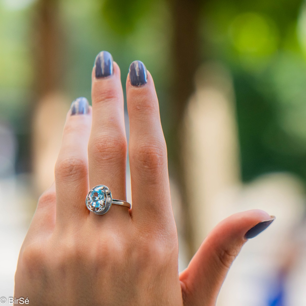 Silver ring - Natural Blue Topaz 1,60 ct.