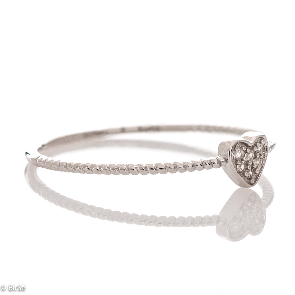 Silver Solitaire Heart Ring