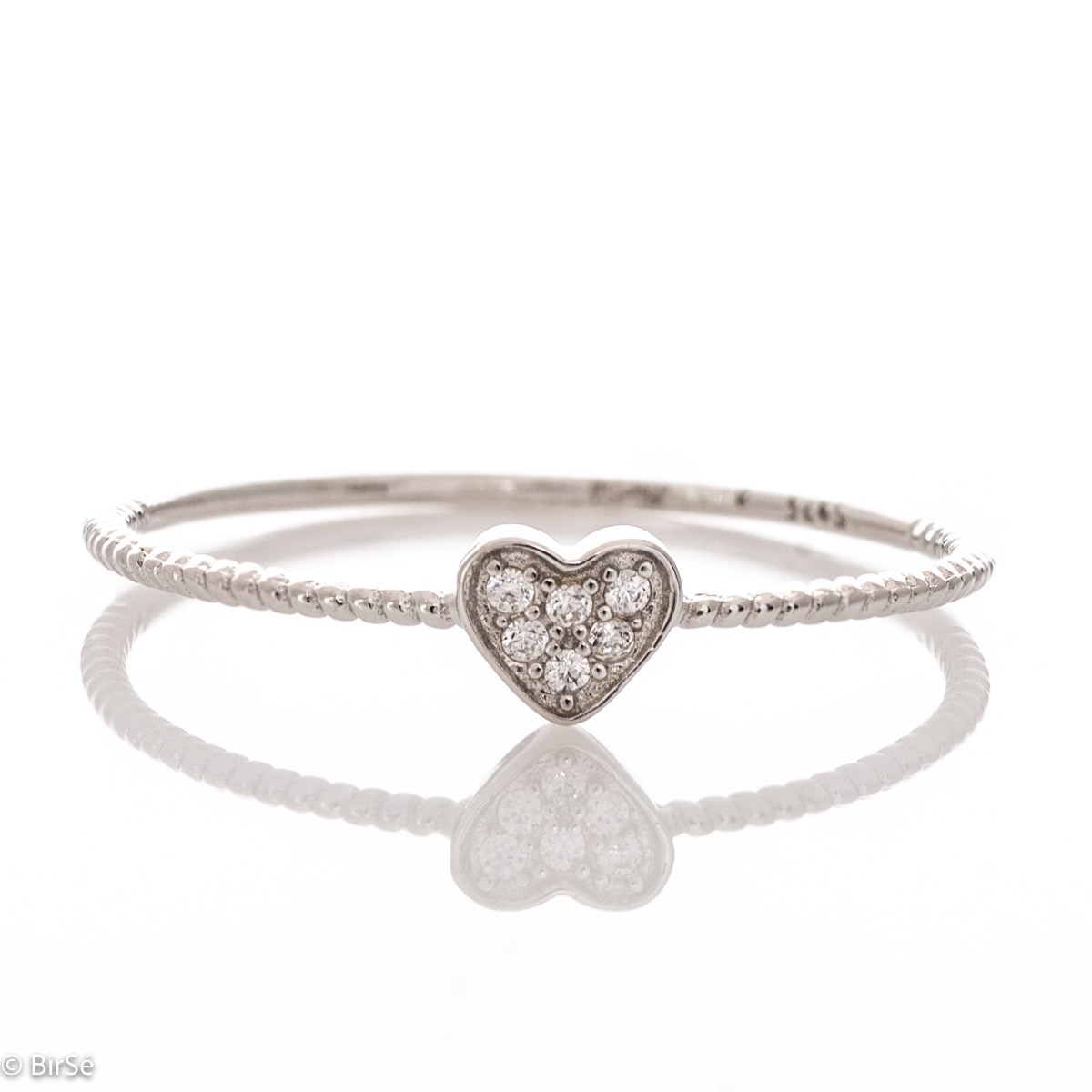 Silver Solitaire Heart Ring