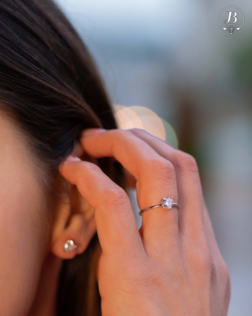 Silver Solitaire Heart Ring