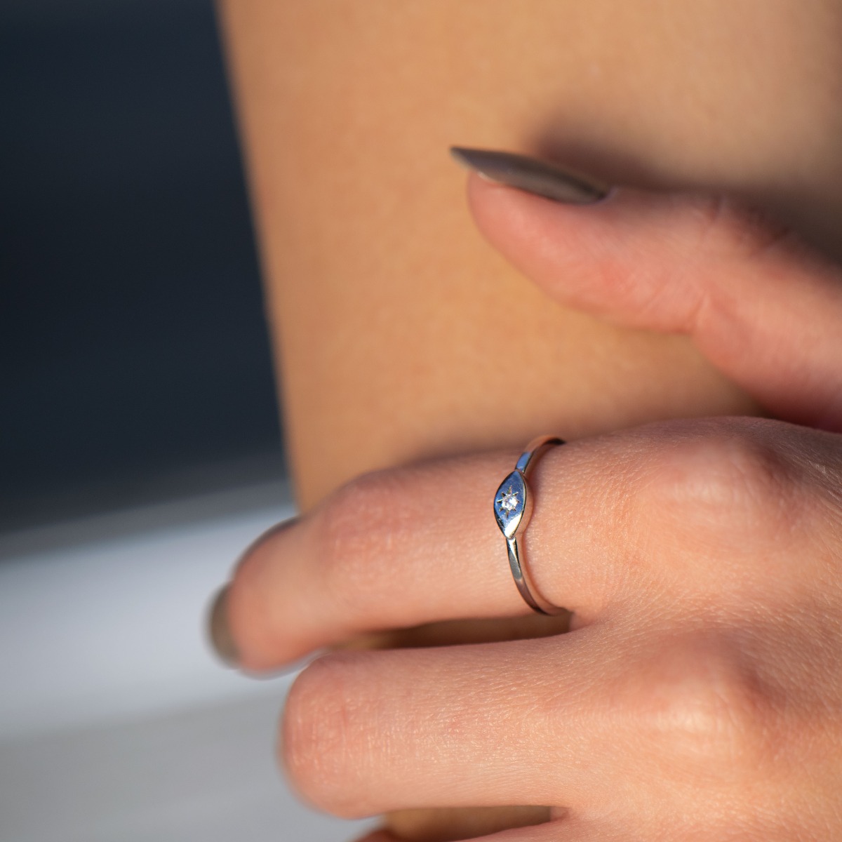 Silver Starry Eye Ring with Zirconia