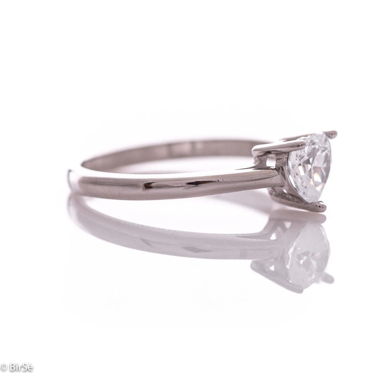 Silver Solitaire Ring with Heart