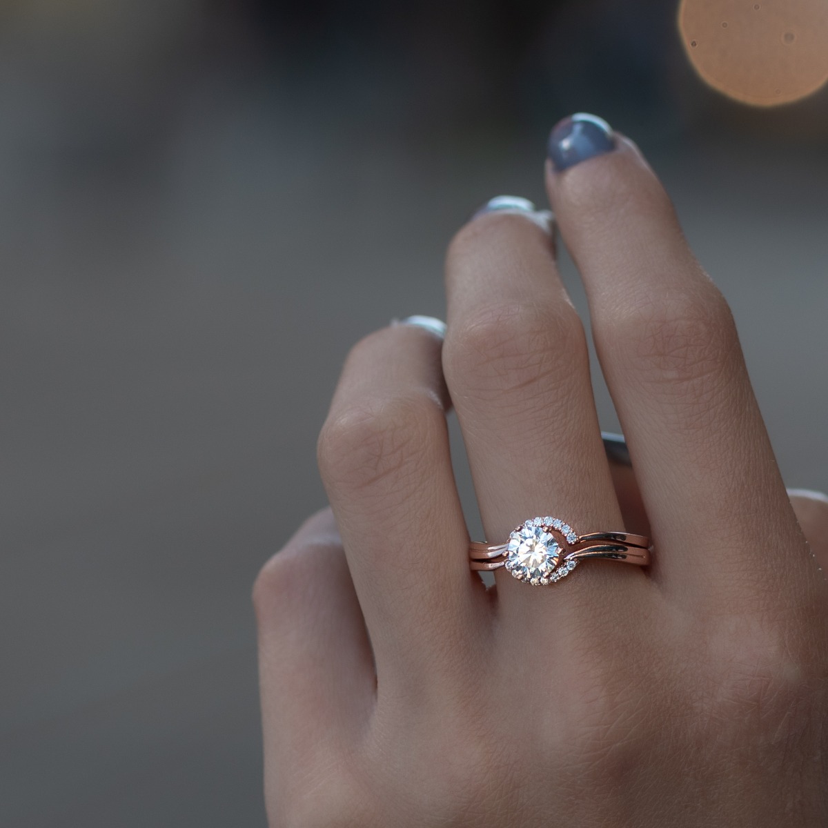 Rose Silver Solitaire Ring