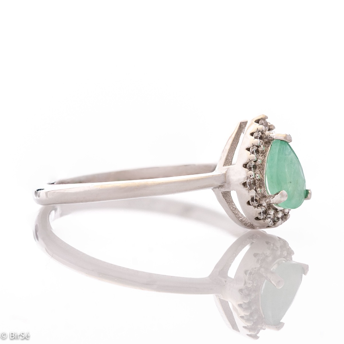 Silver Ring - Natural Emerald 0,45 ct.