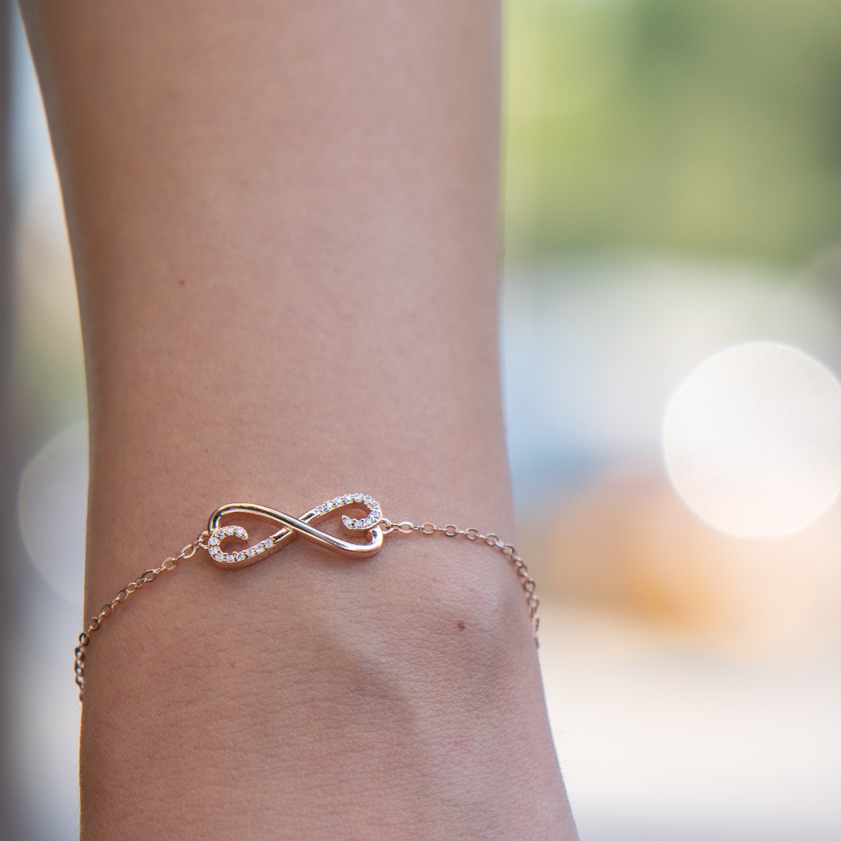 Rose Silver Infinity Bracelet 