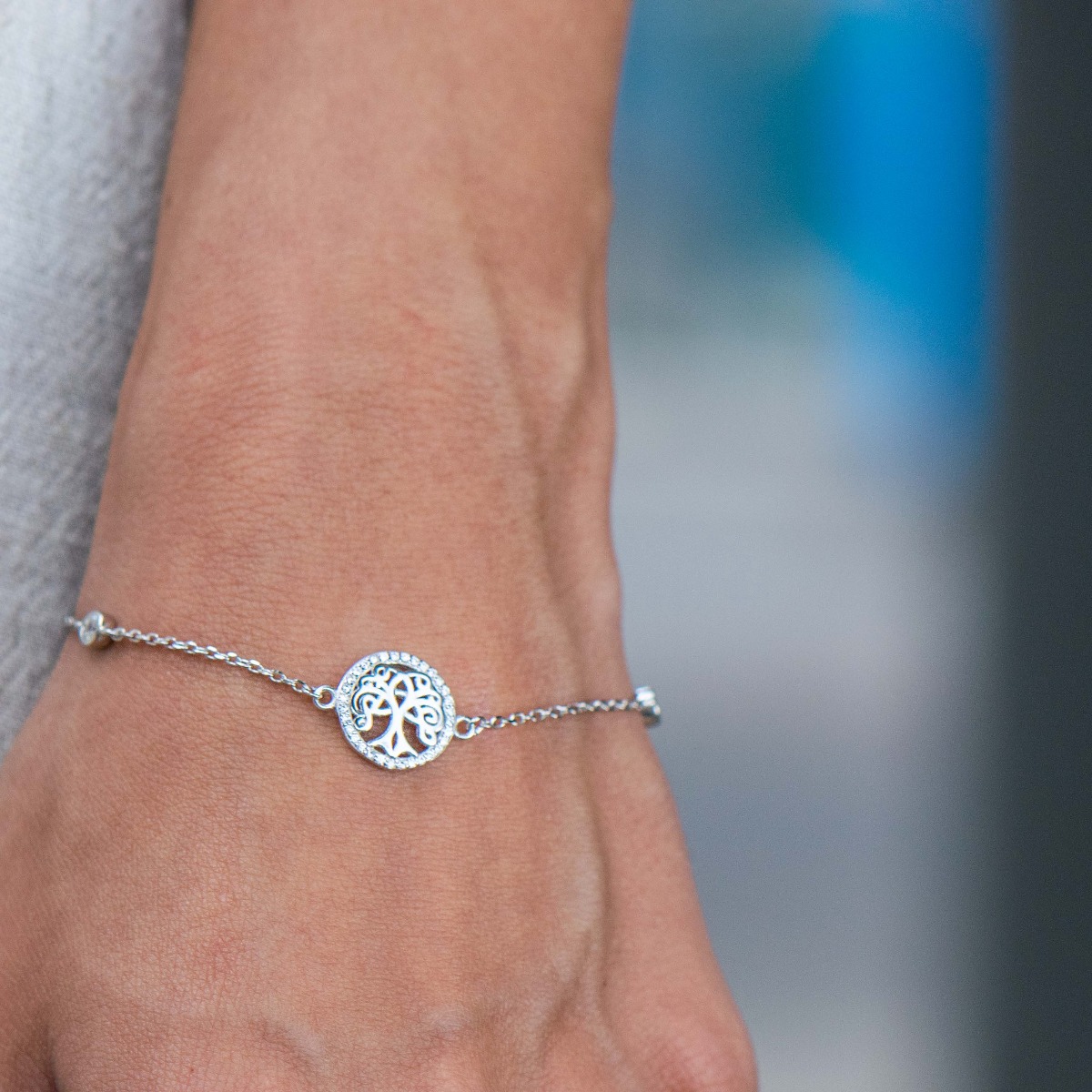 Ethereal women's jewelry made of soft silver with exquisite craftsmanship. The fine women's bracelet is a combination of tree of life and elegant zircons. The bracelet has an extension, for more convenience when adjusting the length.