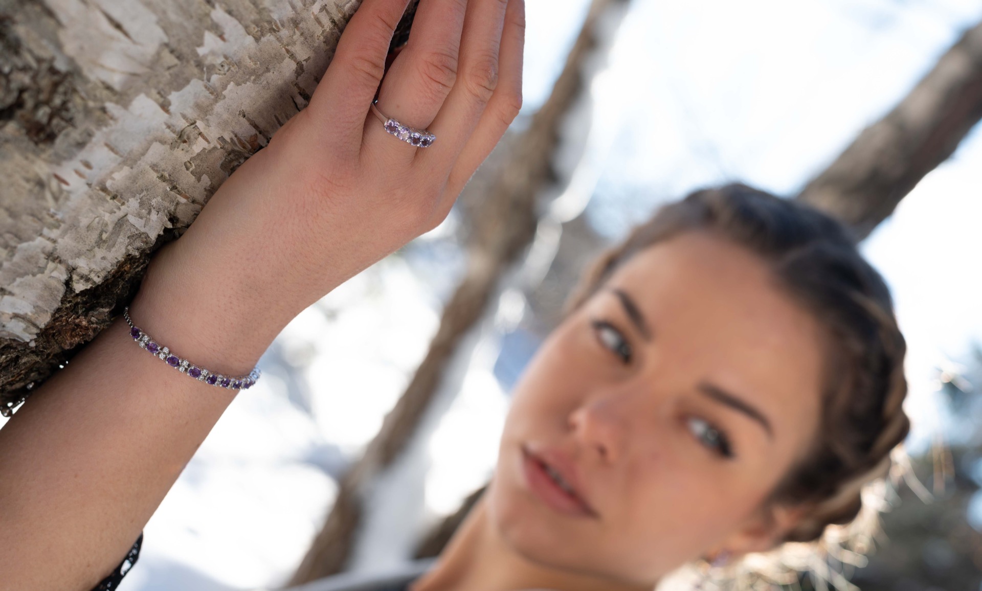 Silver Bracelet with Amethyst