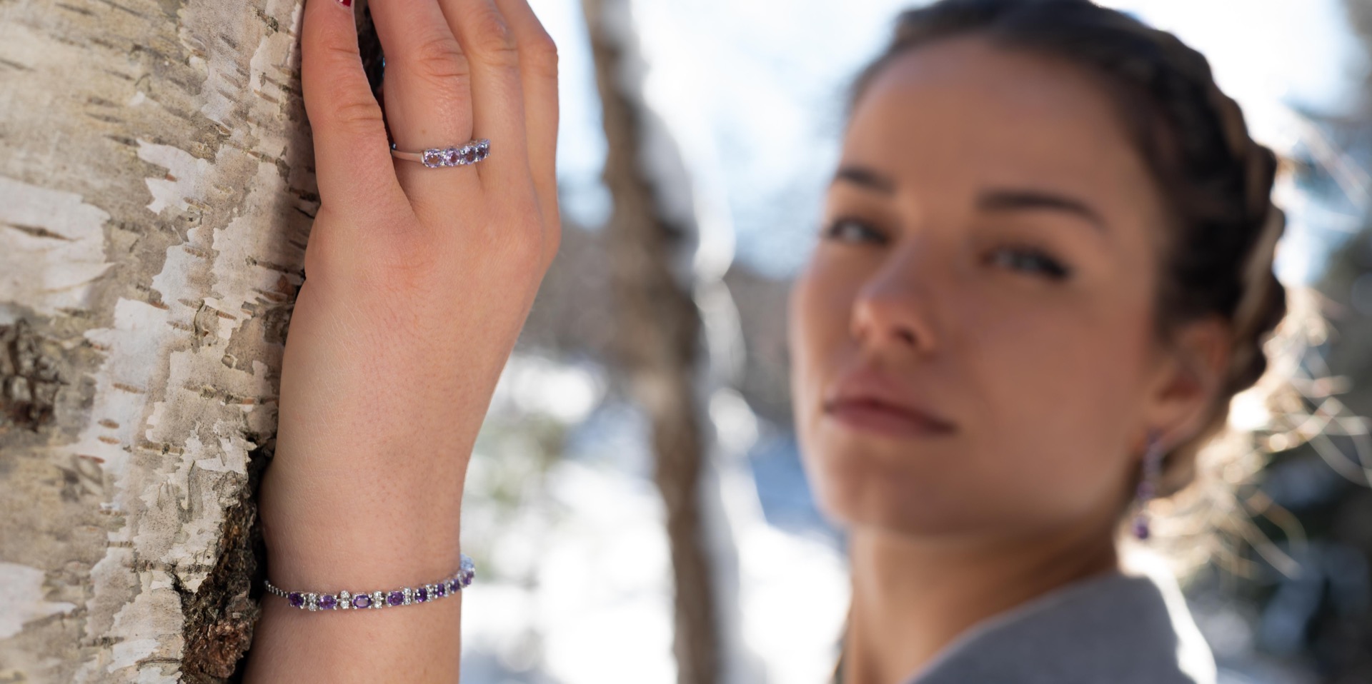 Silver Bracelet with Amethyst