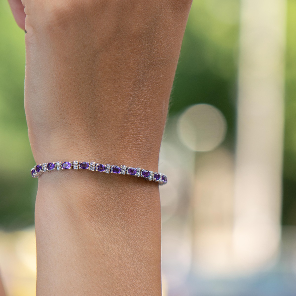 Silver Bracelet with Amethyst