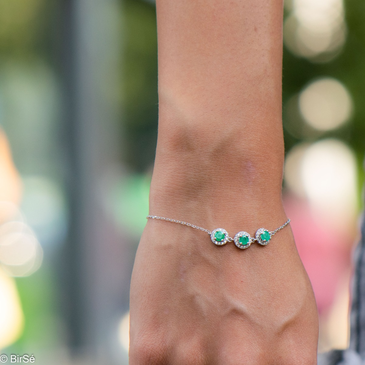 Silver Bracelet with Natural Emerаld