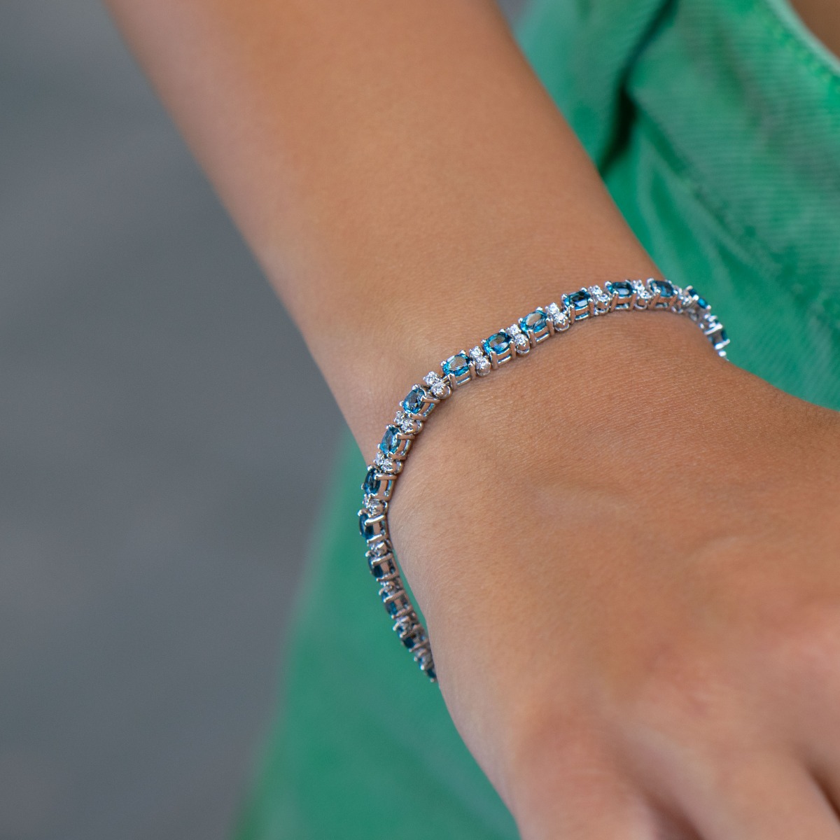 Silver Bracelet with Natural London Topaz