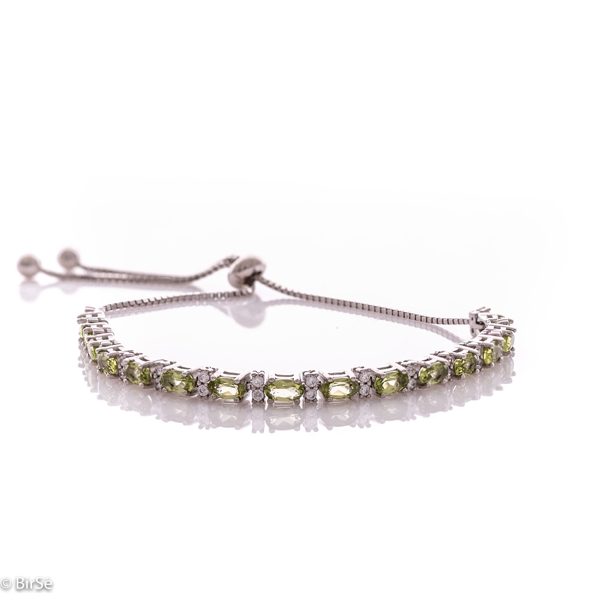 Silver Bracelet with Natural Peridot