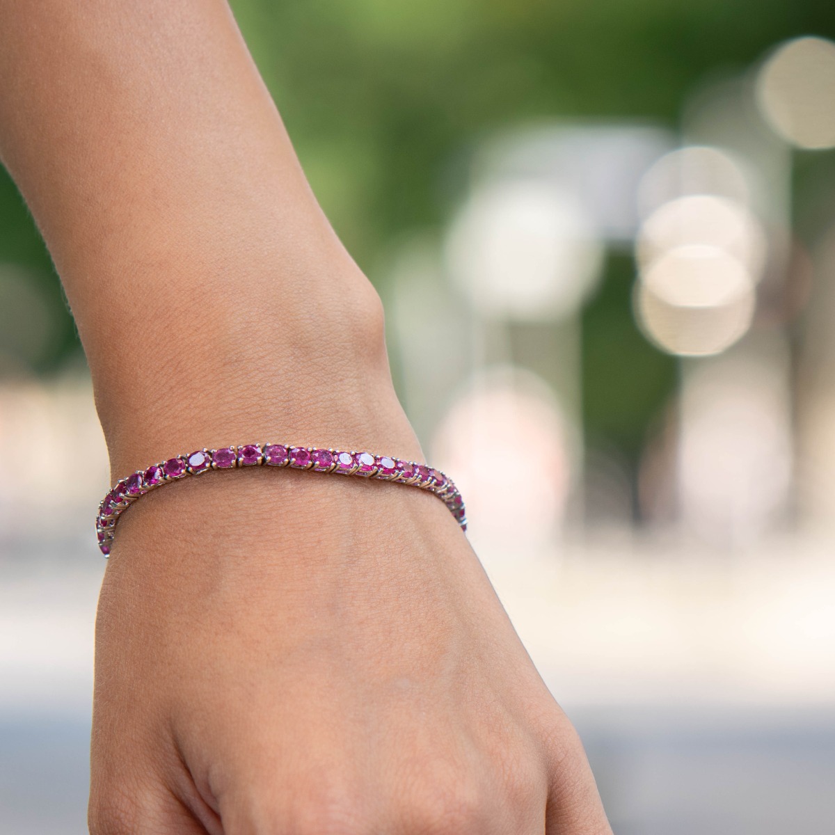 Silver Bracelet with Natural Ruby