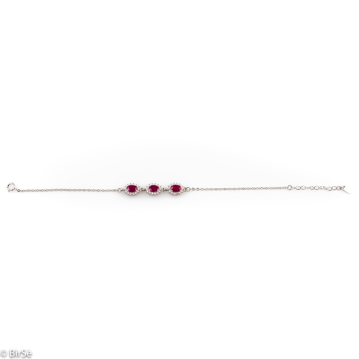 Silver Bracelet with Ruby and Zirconia