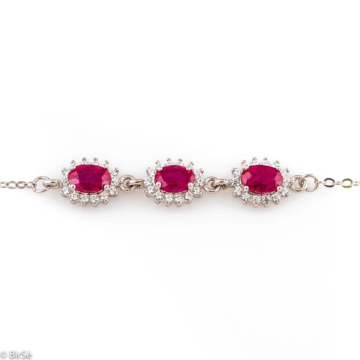 Silver Bracelet with Ruby and Zirconia