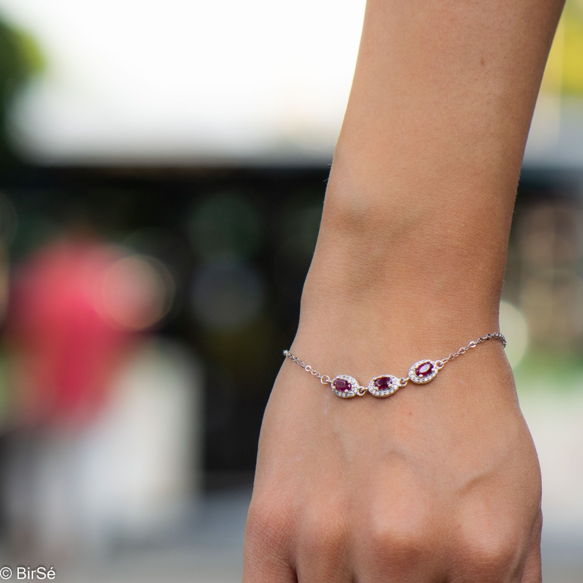 Silver Bracelet with Natural Ruby