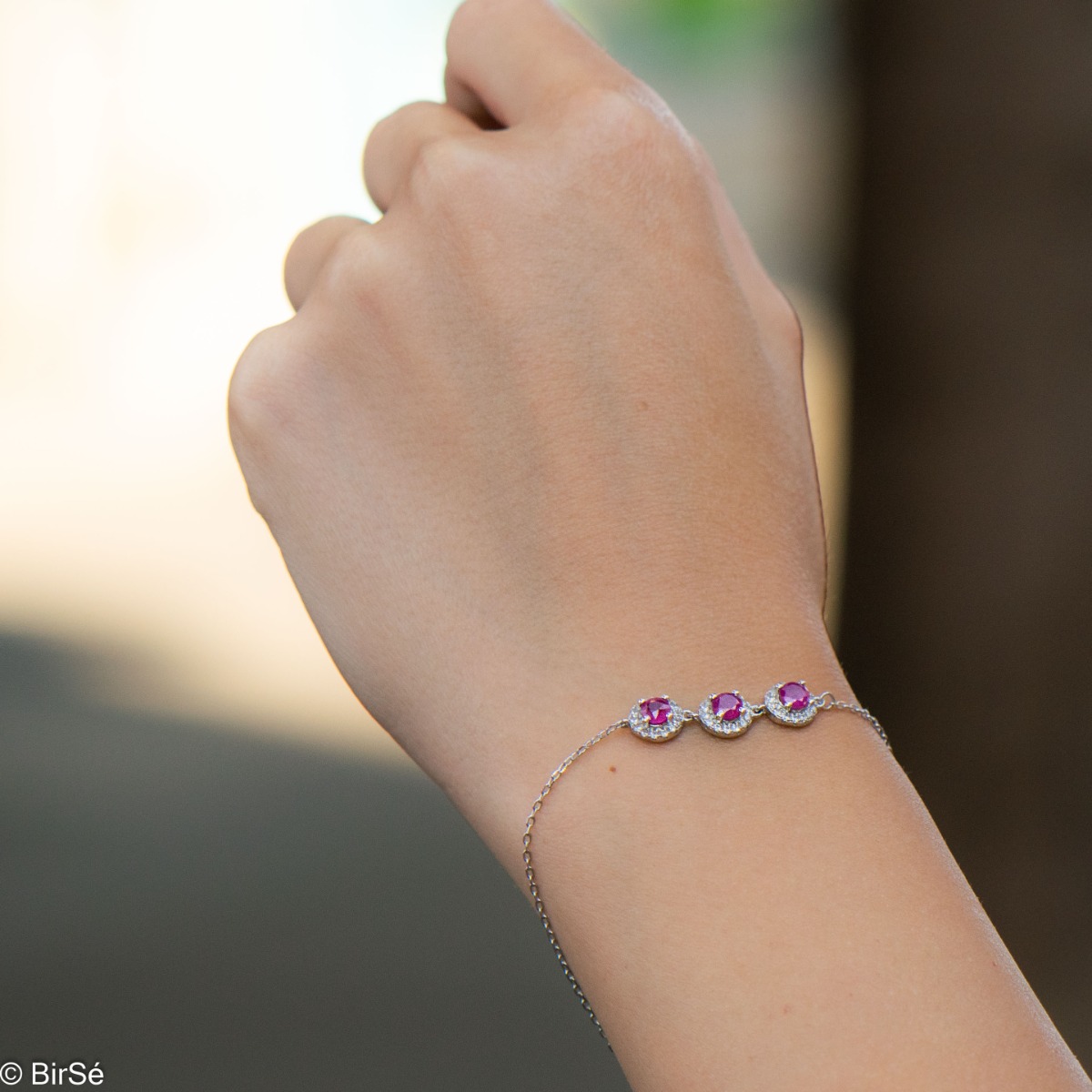 Silver Bracelet with Natural Ruby