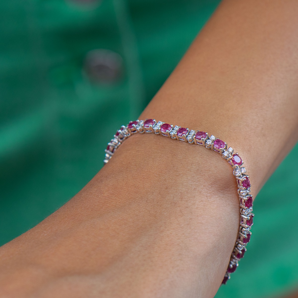 Silver Bracelet with Natural Ruby 