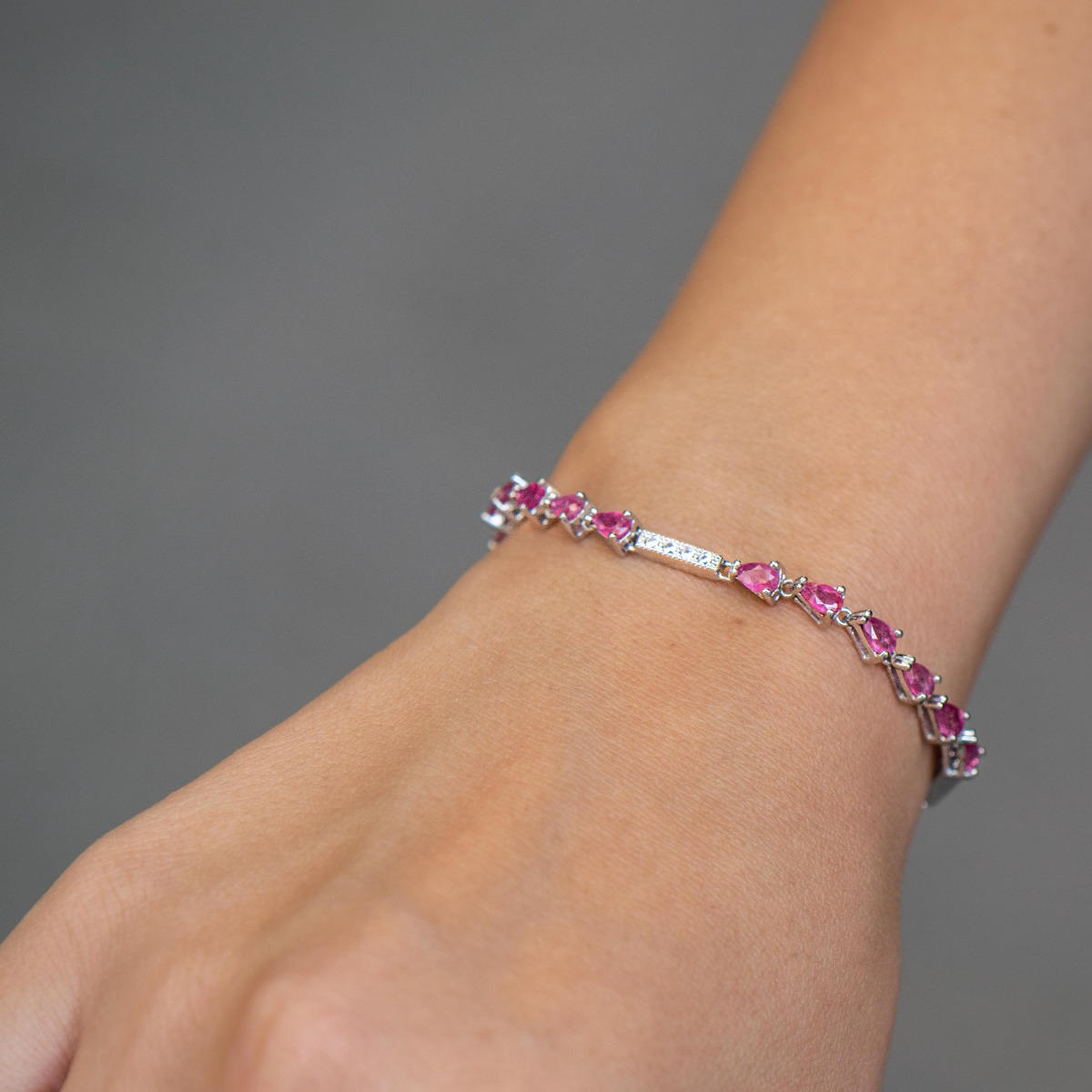 Silver Bracelet with Natural Ruby