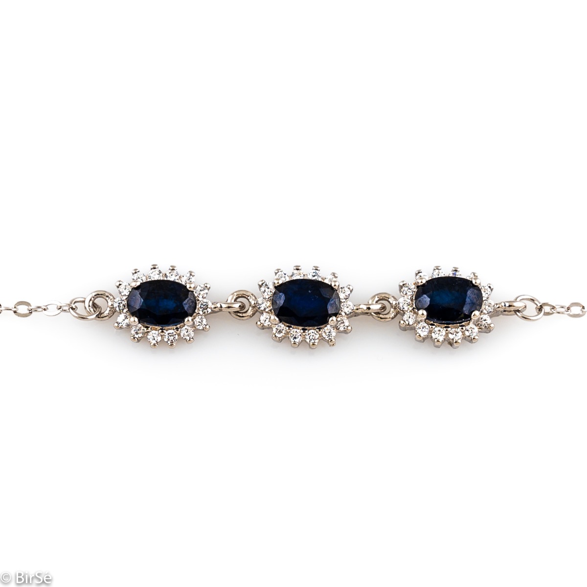 Silver Bracelet with Sapphire and Zirconia