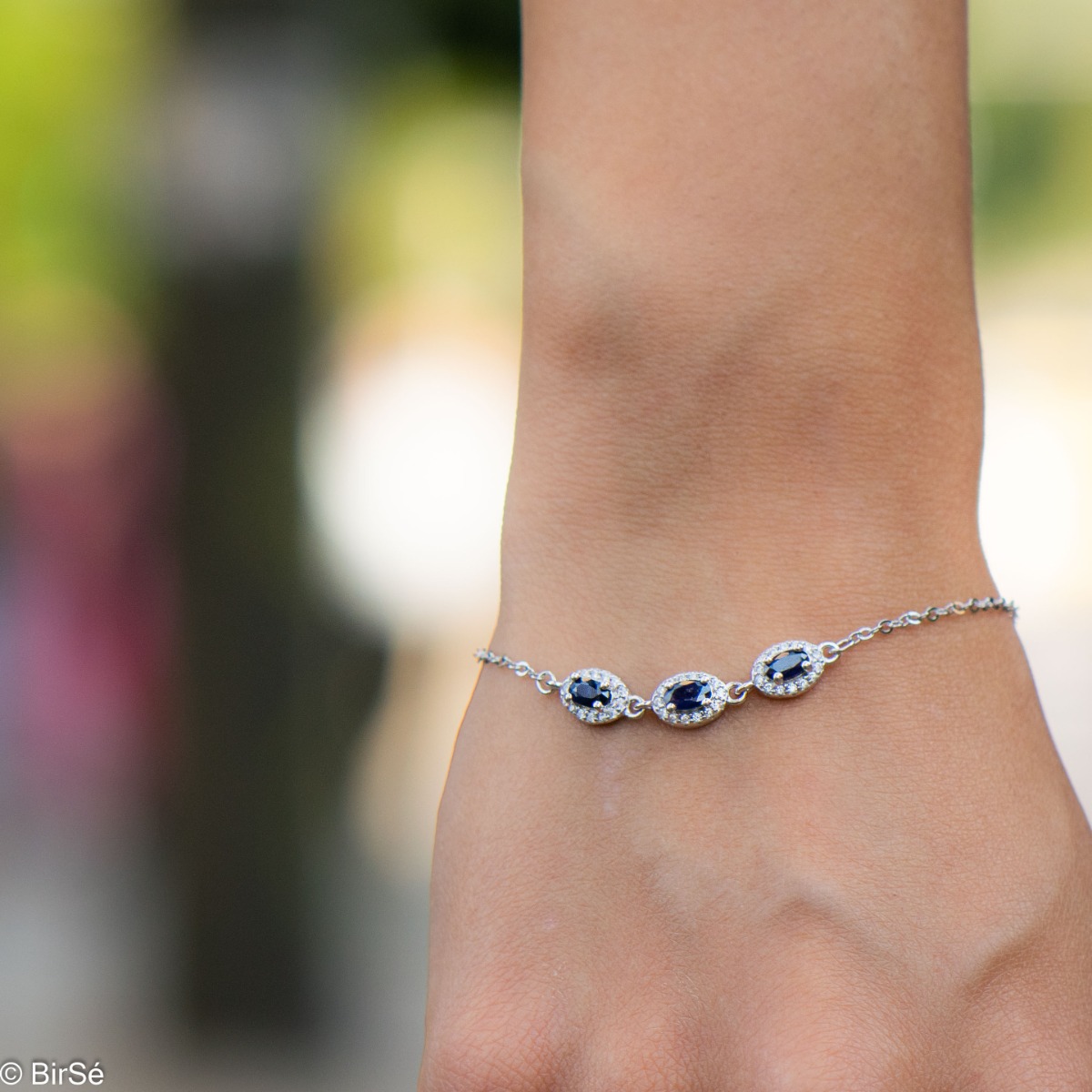 Silver Bracelet with Natural Sapphire