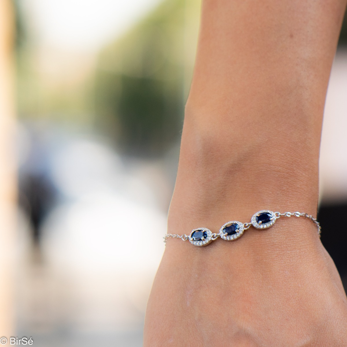 Silver Bracelet with Natural Sapphire