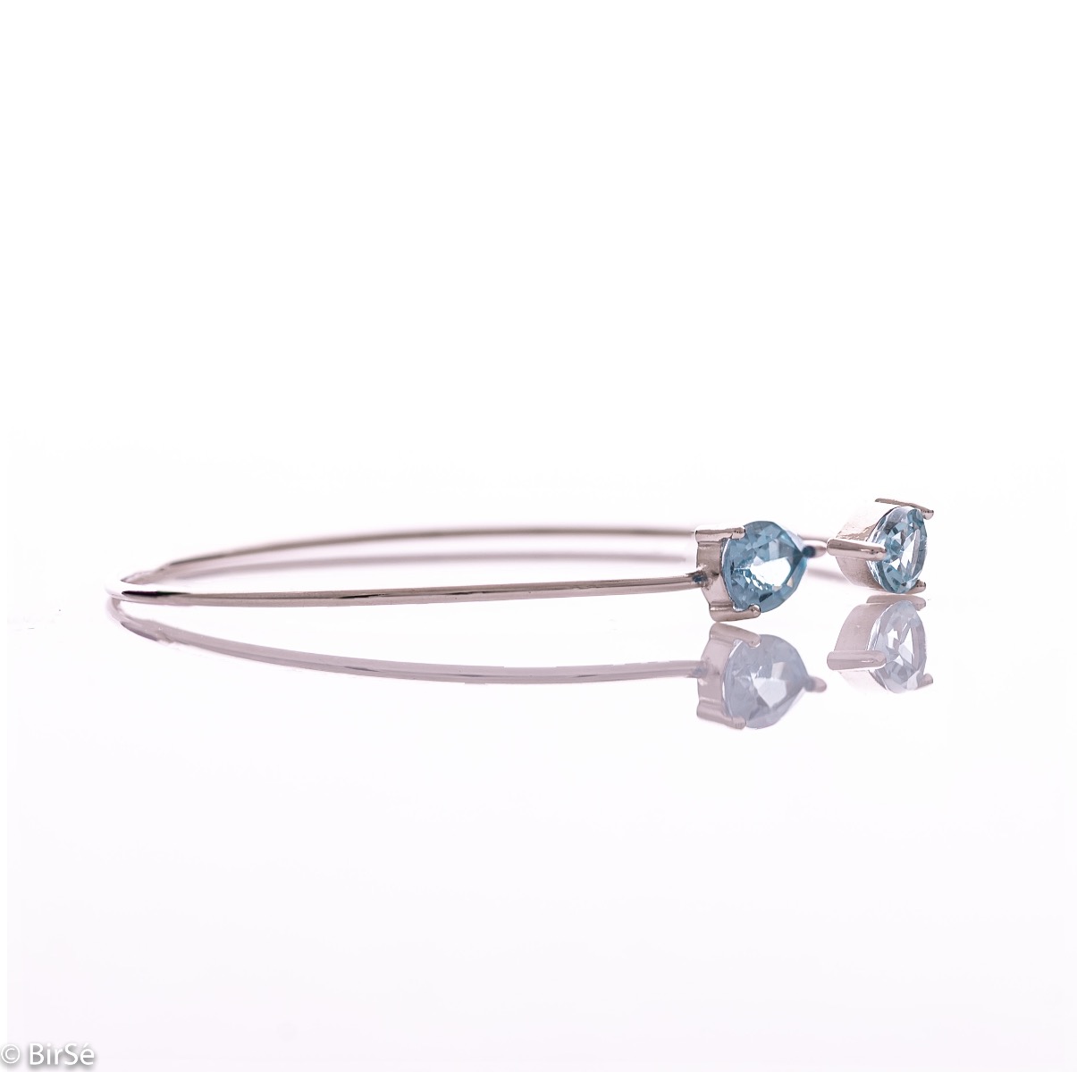 Silver Bangle Bracelet with Blue Topaz