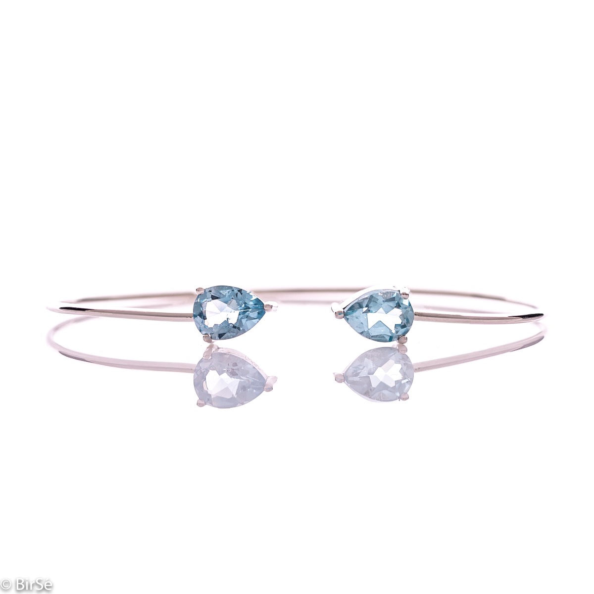 Silver Bangle Bracelet with Blue Topaz