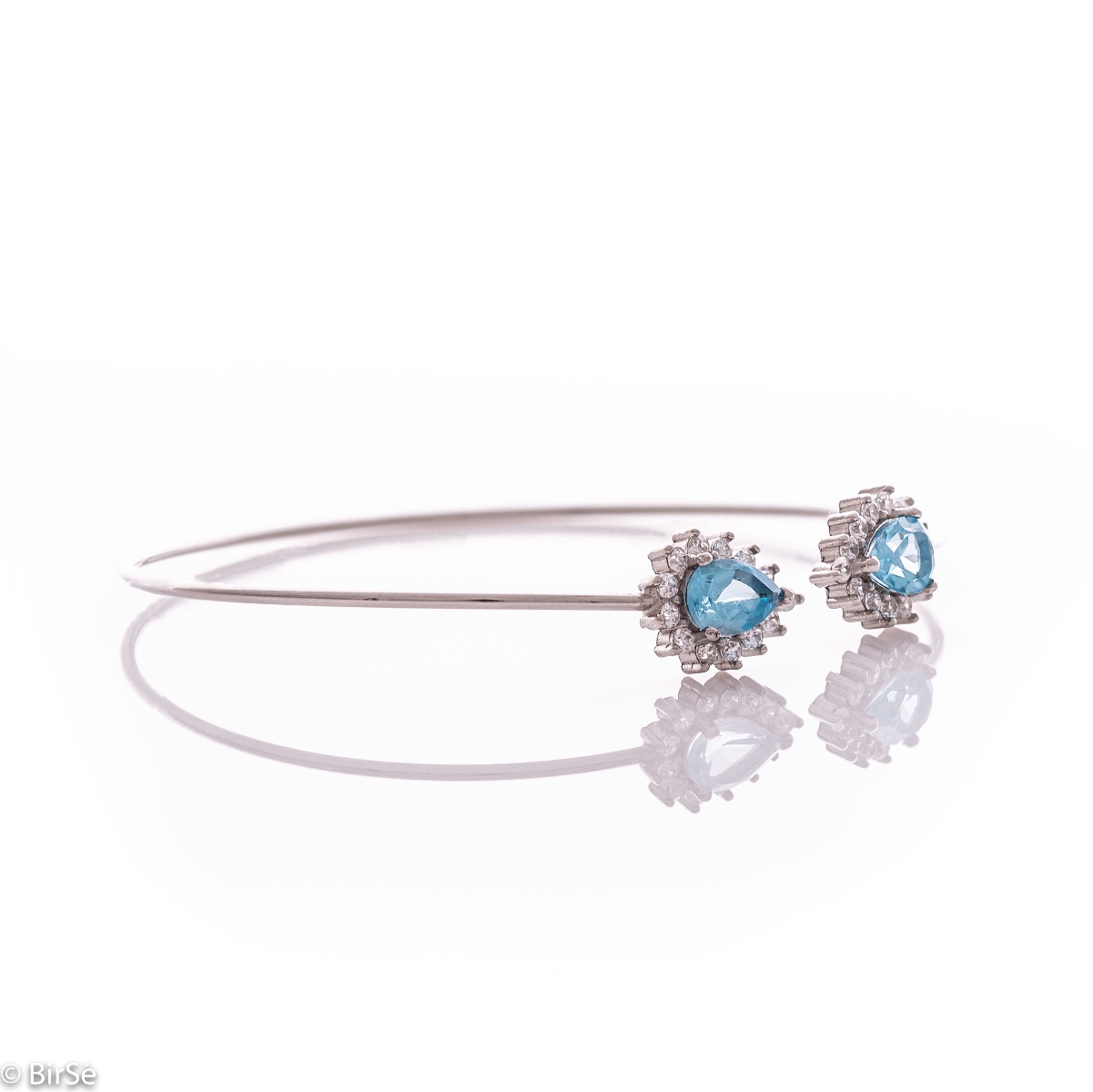 Silver Bangle Bracelet with Blue Topaz