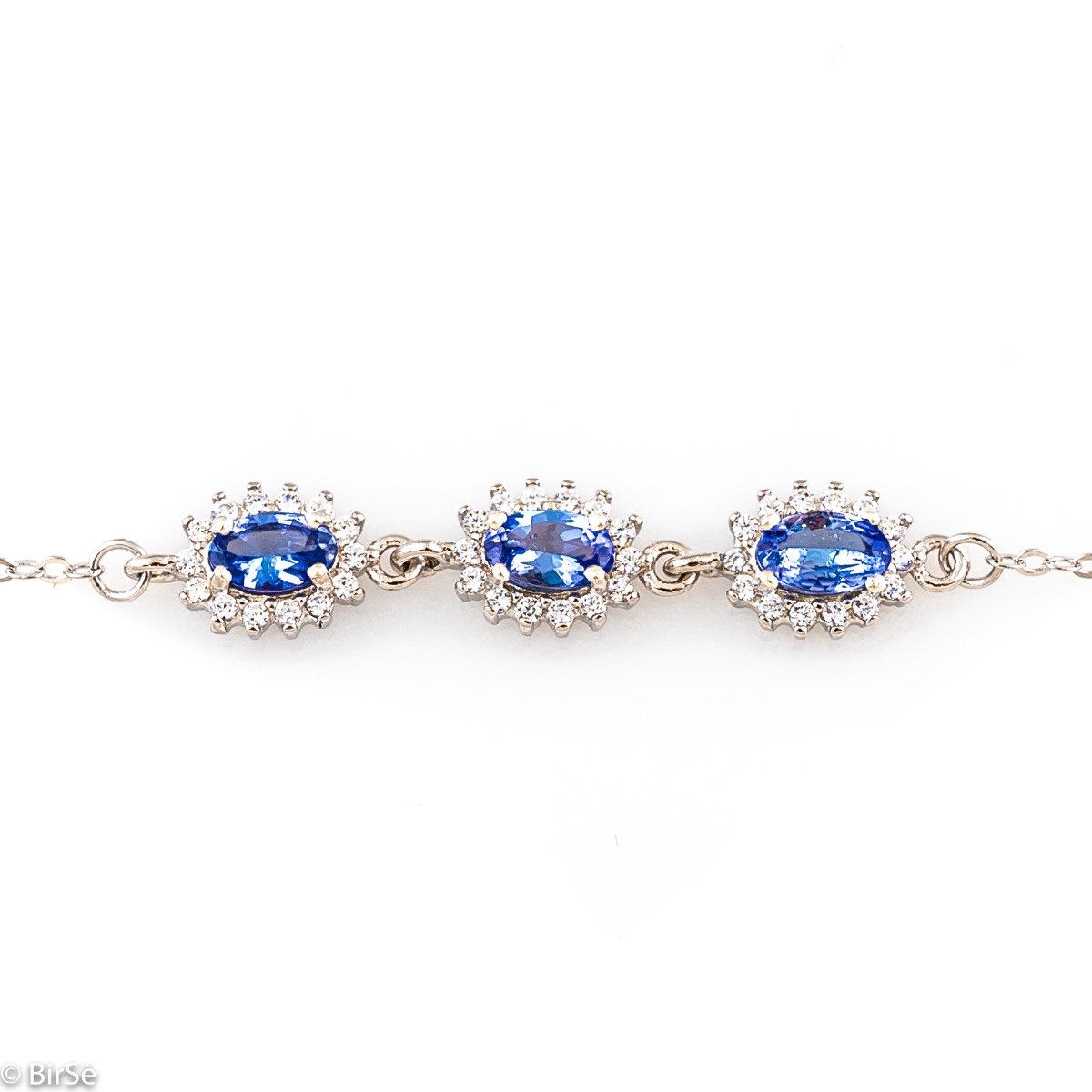 Silver Bracelet with Natural Tanzanite 