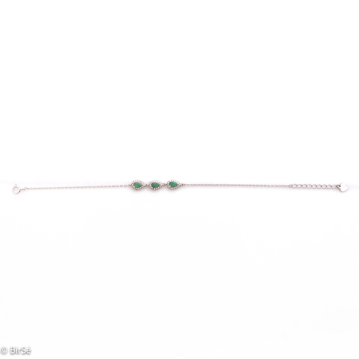 Silver Bracelet with Natural Emerald