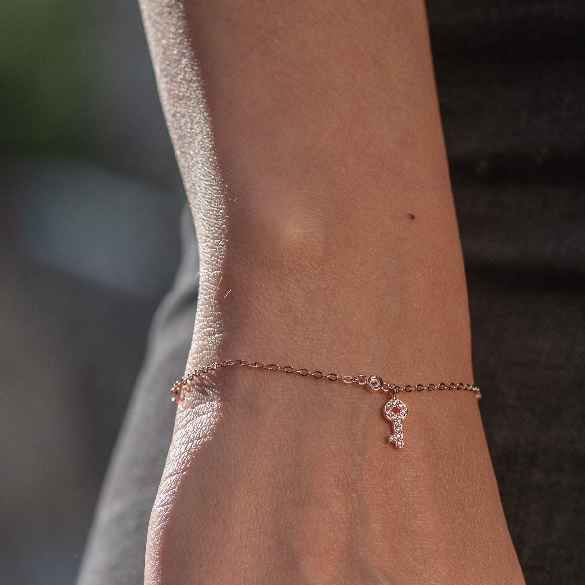 Rose Silver Key Bracelet