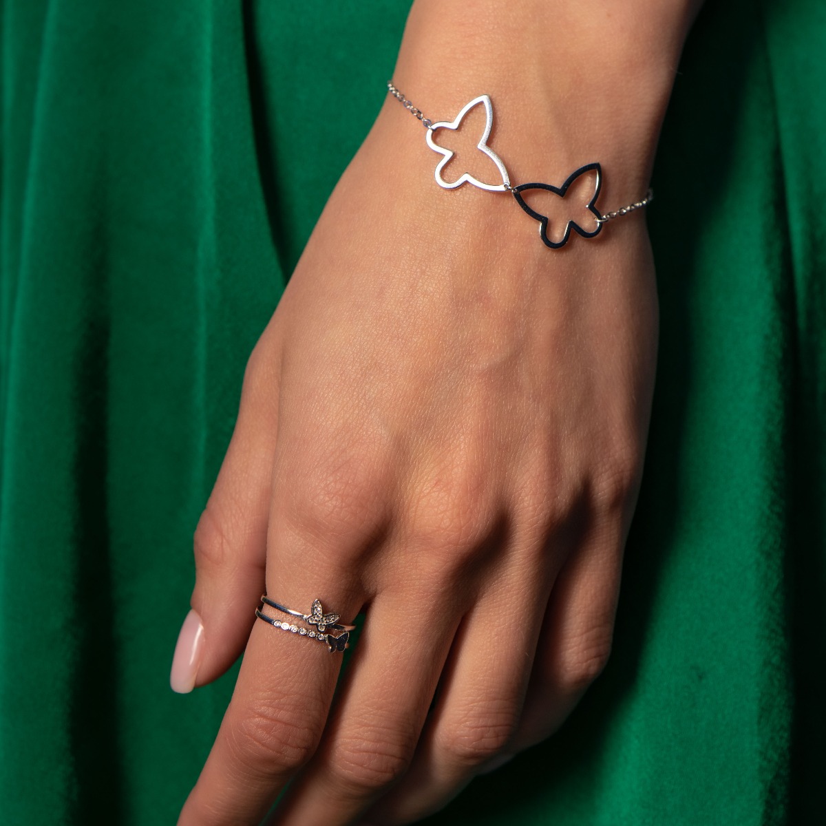 Silver Bracelet with Butterflies