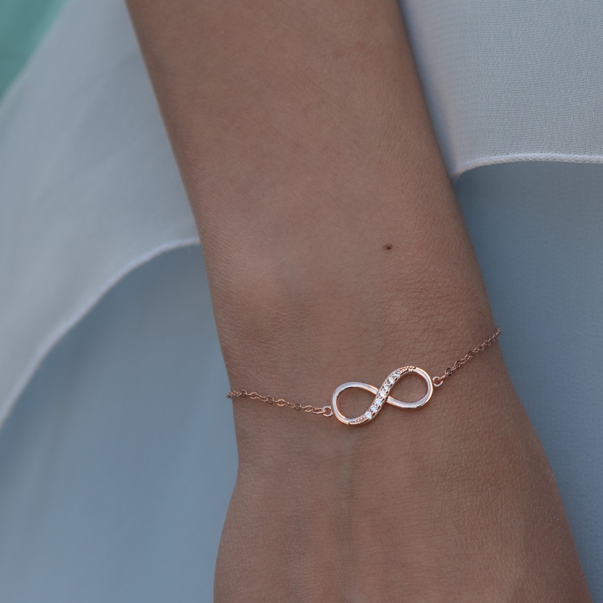 Rose Silver Infinity Bracelet