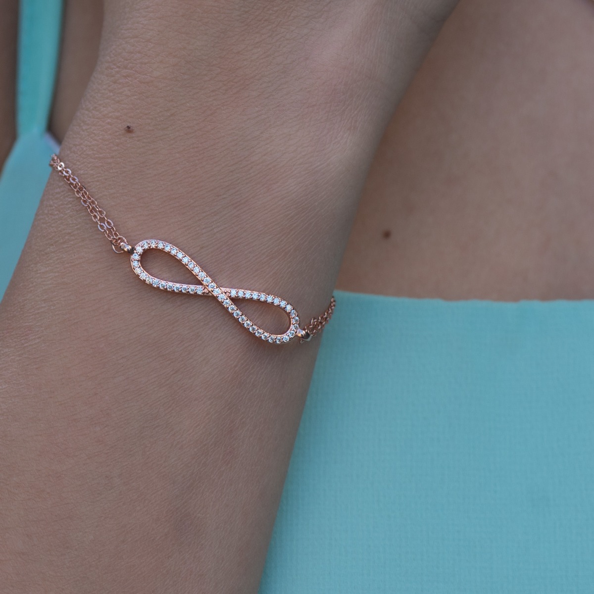 Rose Silver Infinity Bracelet