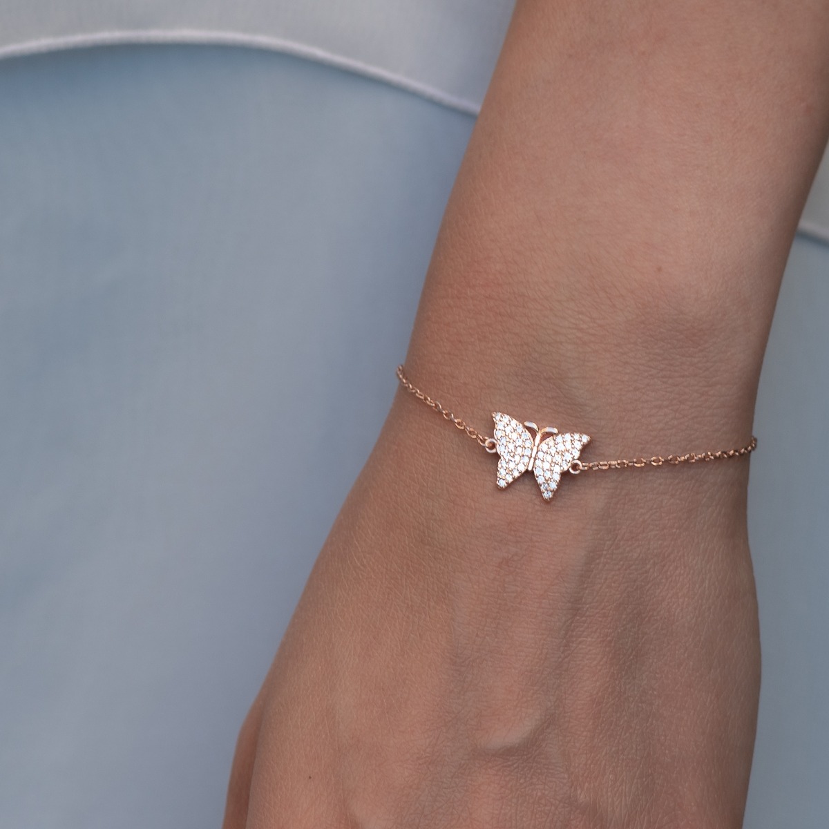 Rose Silver Butterfly Bracelet