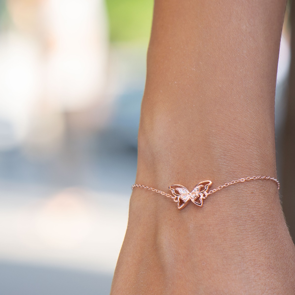 Rose Silver Butterfly Bracelet