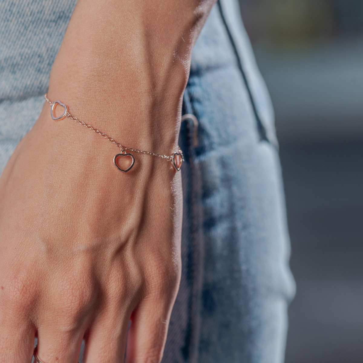 Rose Silver Heart Bracelet