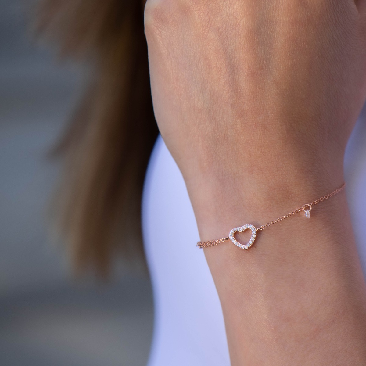 Rose Silver Heart Bracelet 