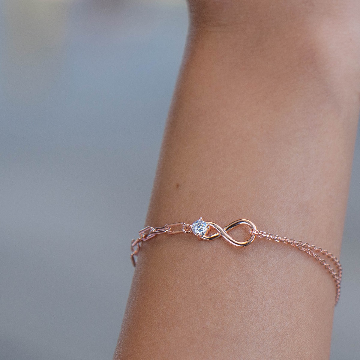 Rose Silver Infinity Bracelet 