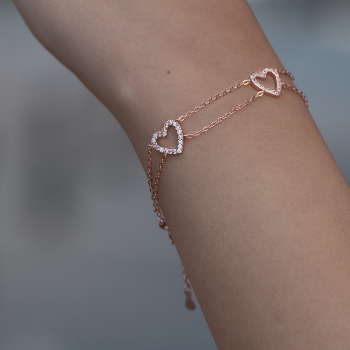 Rose Silver Heart Bracelet