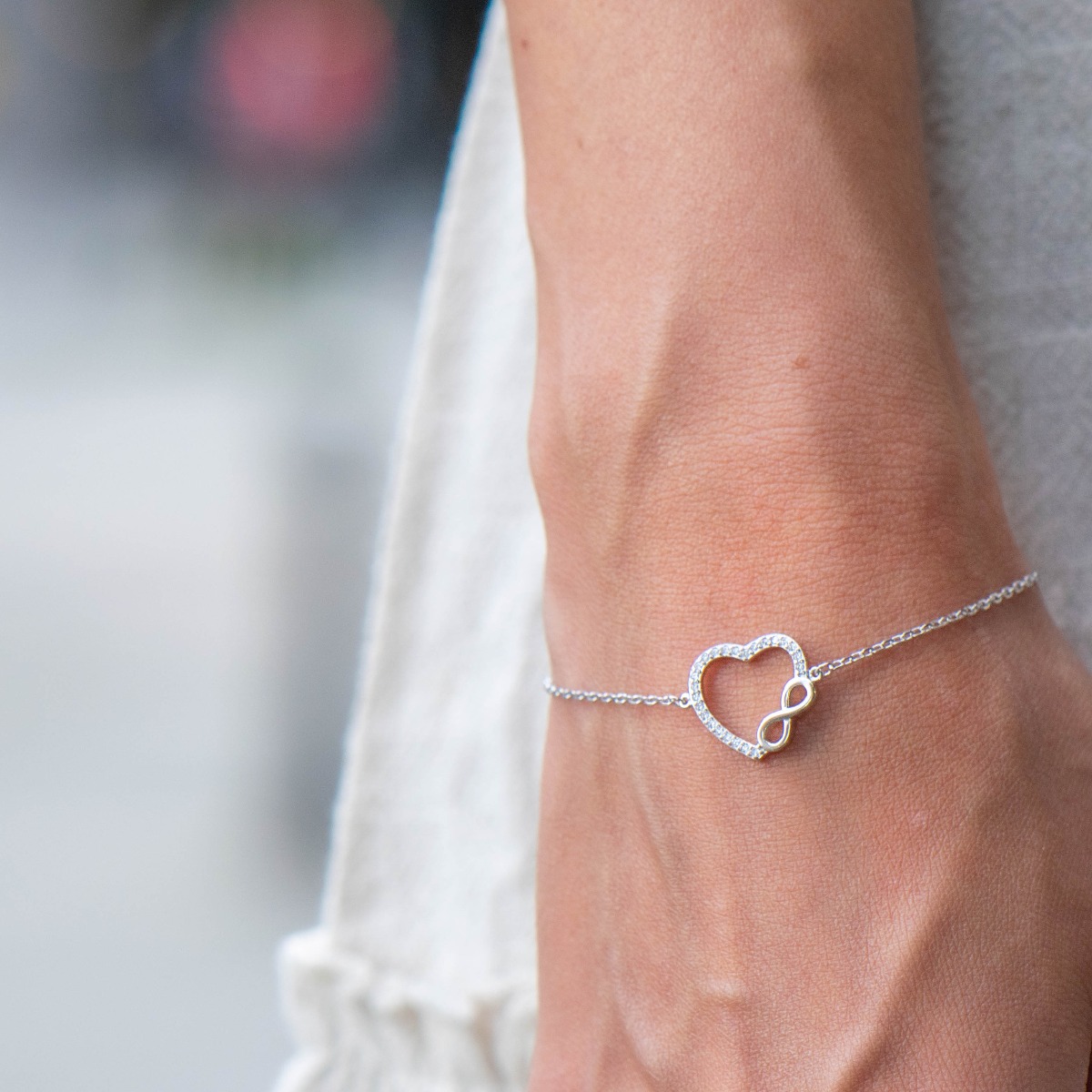 Silver Bracelet with Heart and Infinity