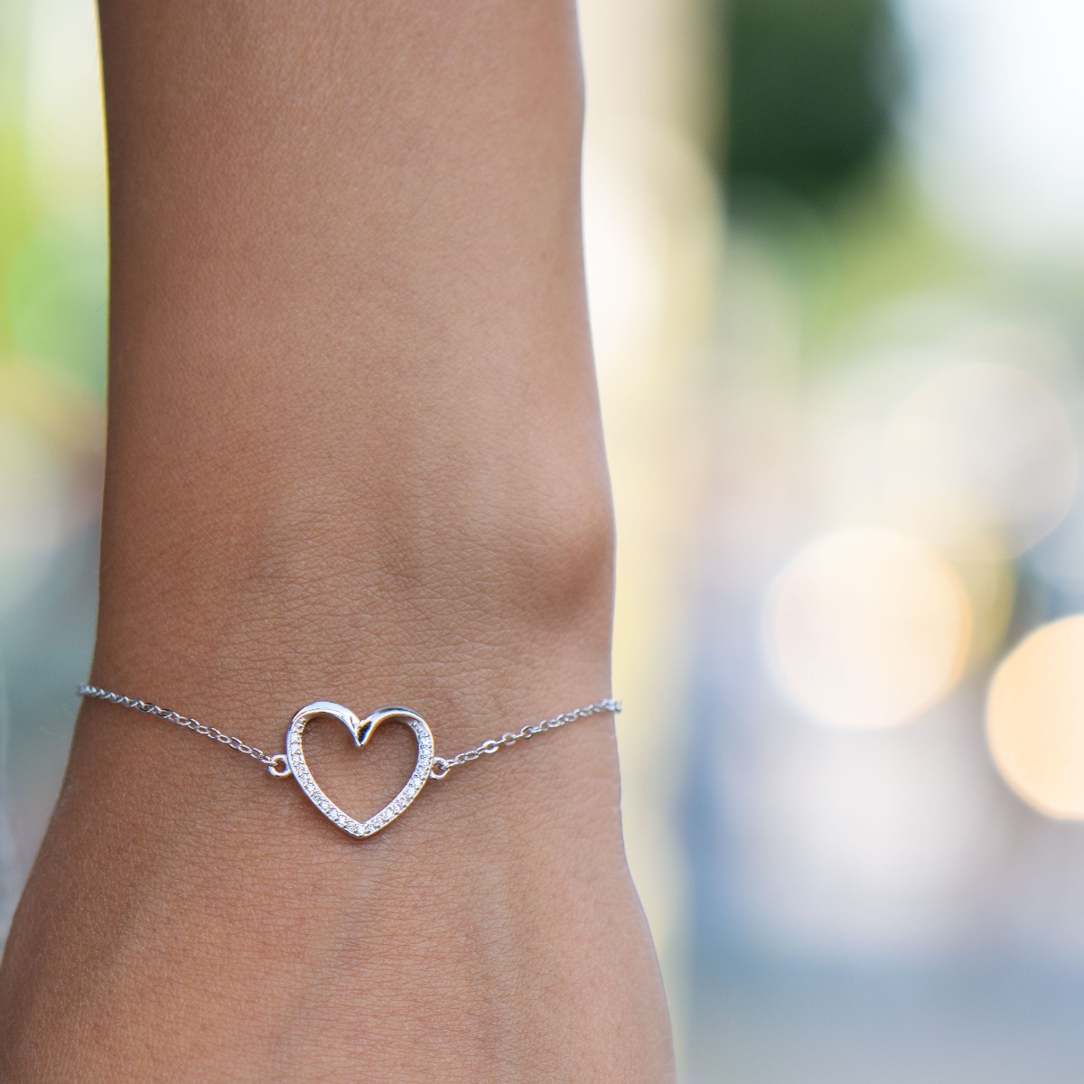 Silver Heart Bracelet with Zirconia