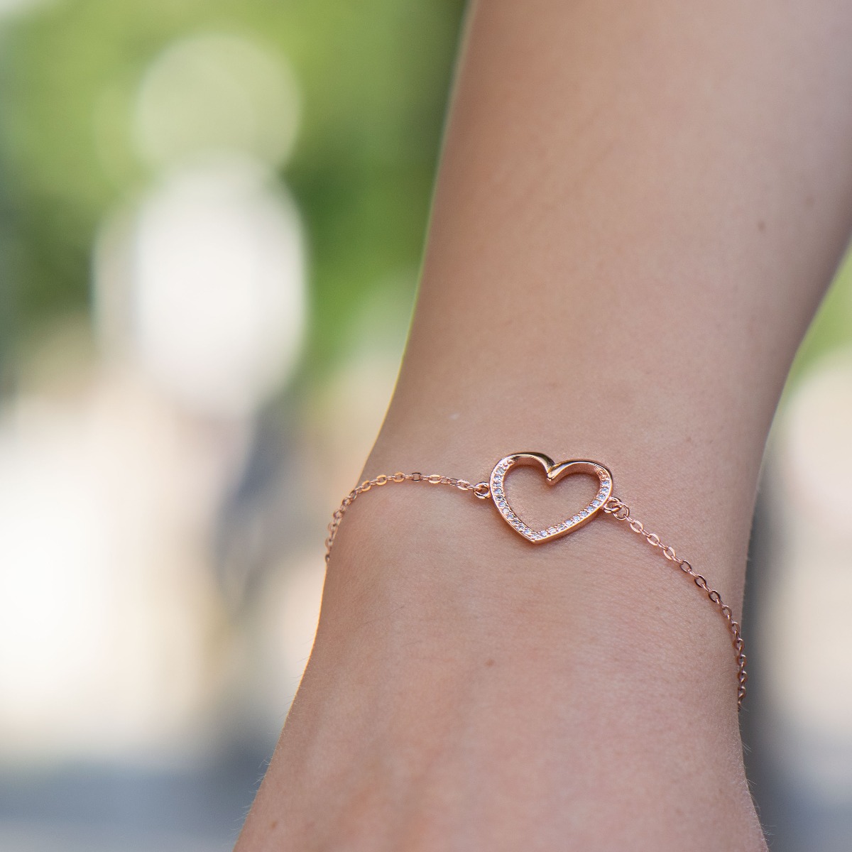 Rose Silver Heart Bracelet