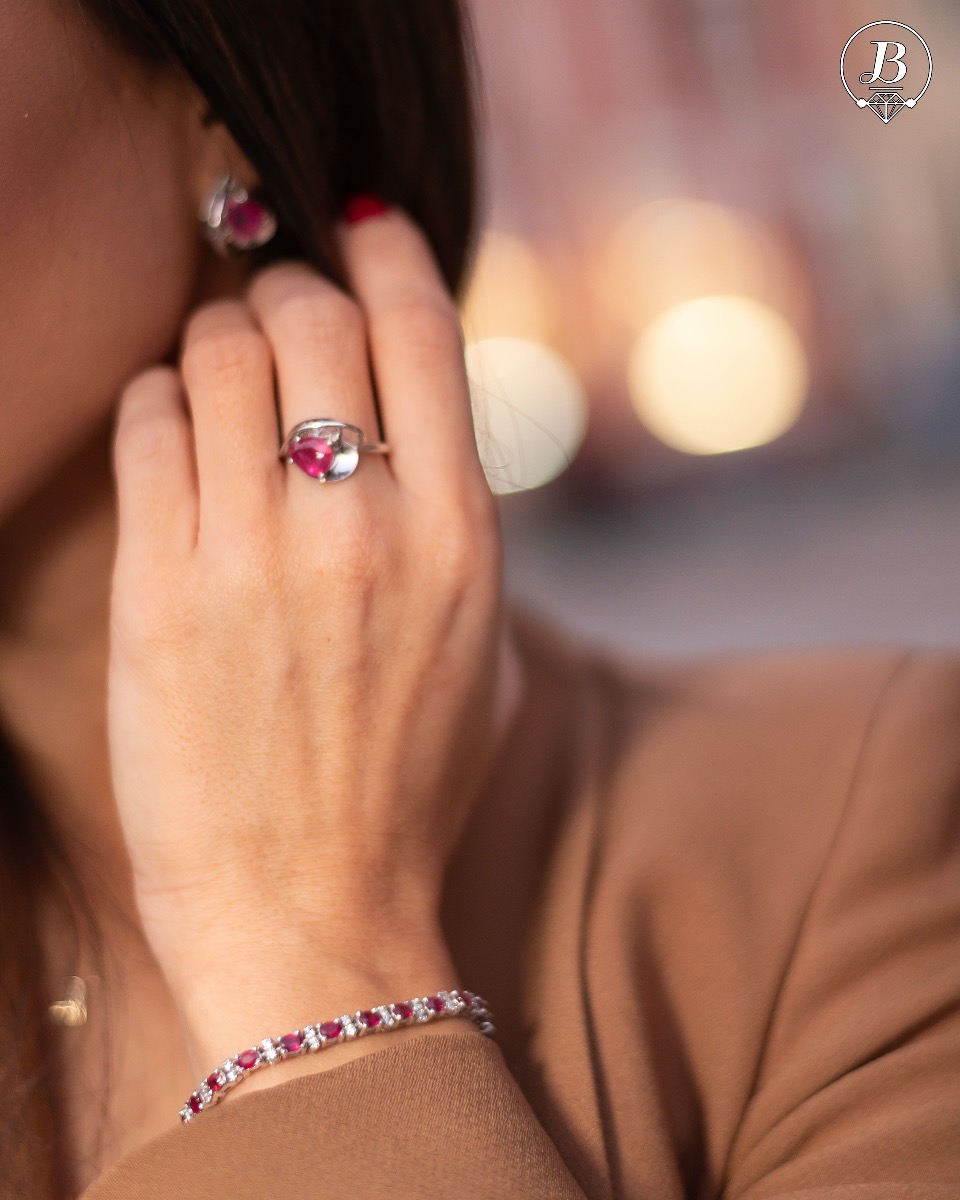 Silver Bracelet with Natural Ruby