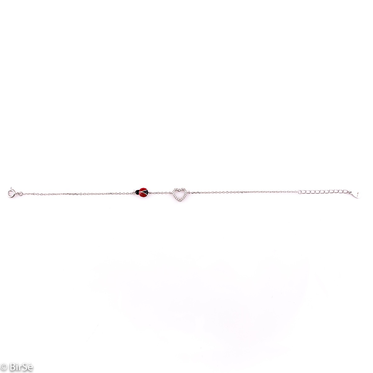 Silver Bracelet with Heart and ladybug 