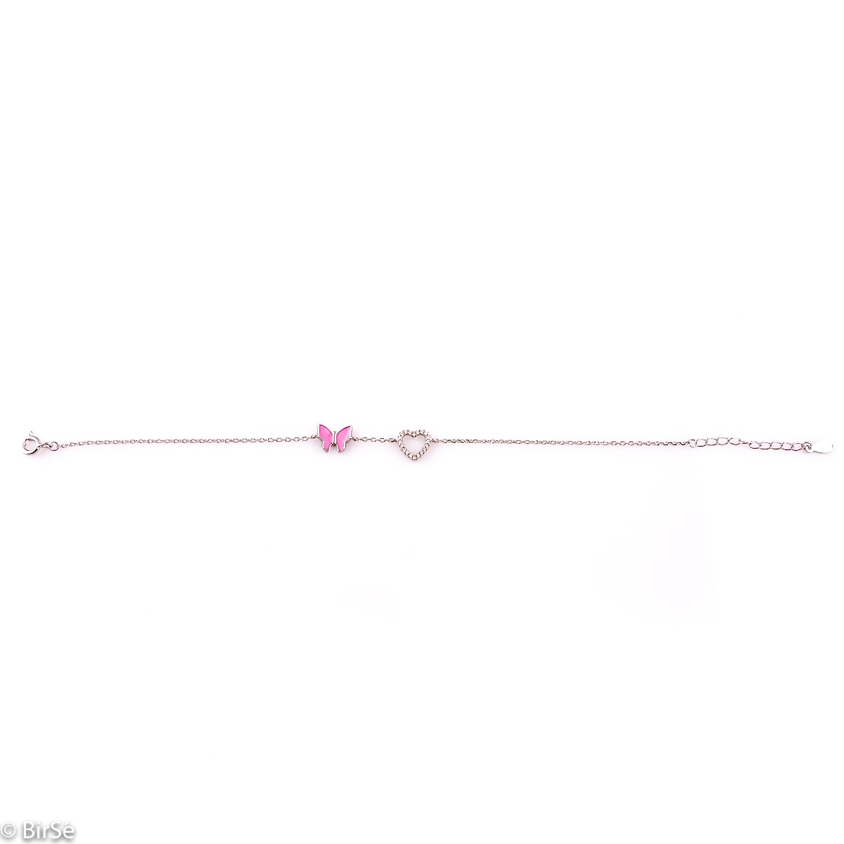 Silver Bracelet with Heart and Butterfly