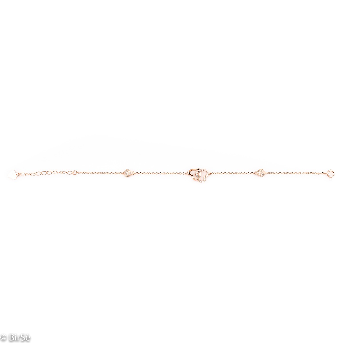 Rose SIlver Heart Bracelet