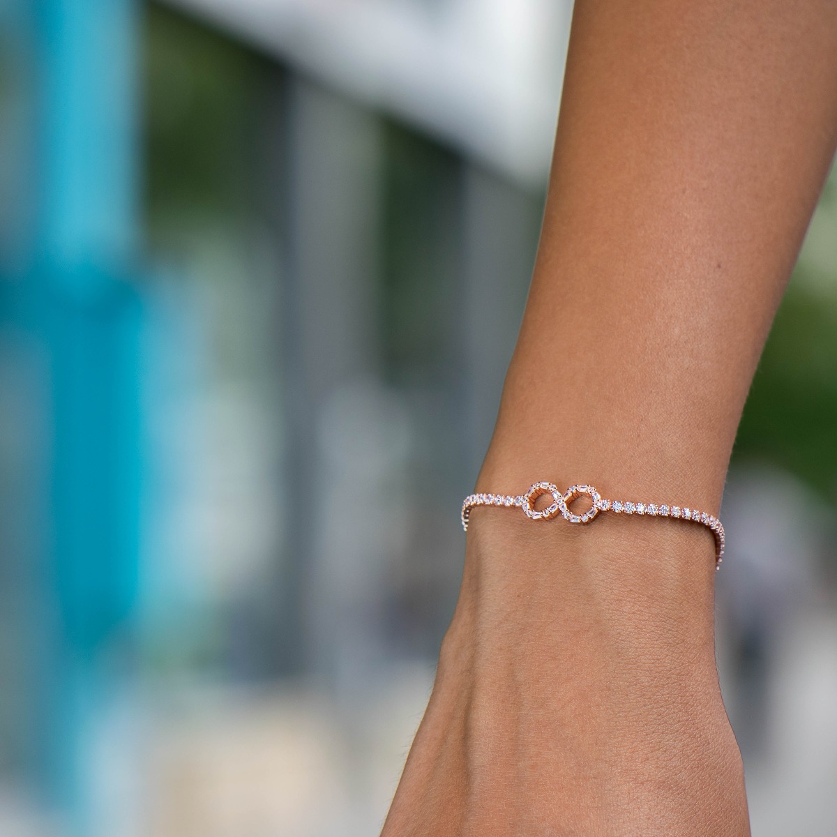 Rose Silver Infinity Bracelet