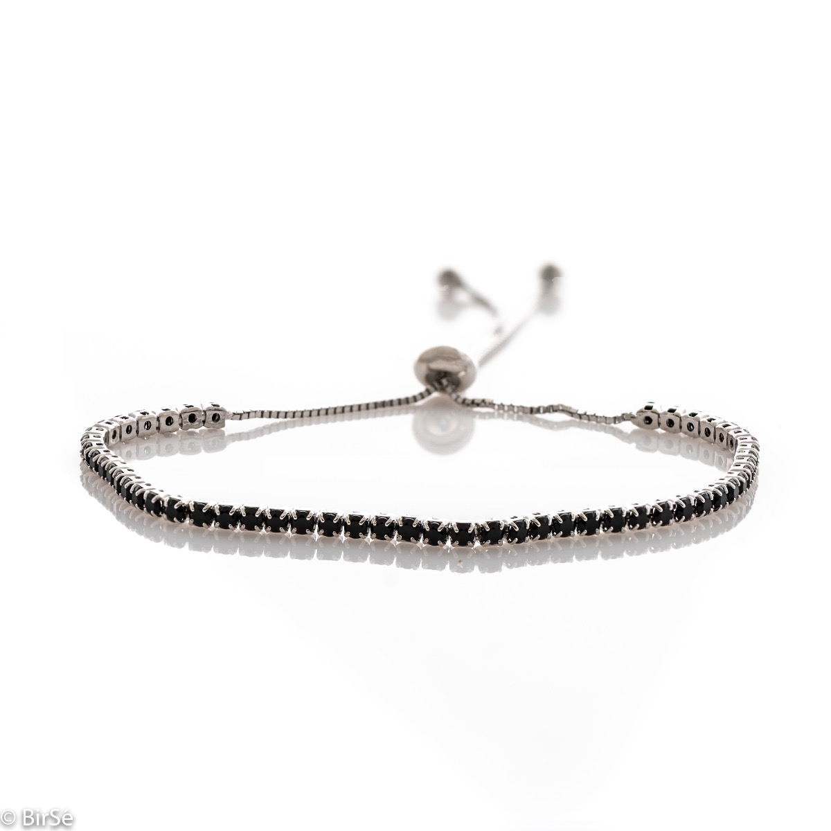 Silver Tennis Bracelet with Black Zirconia